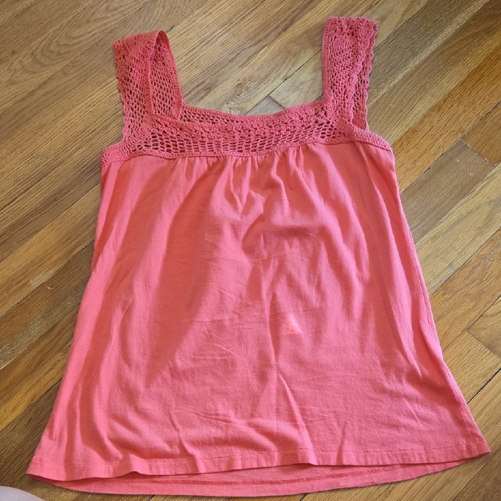 LOFT Pink Crochet Accent Tank Top - Picture 3 of 3